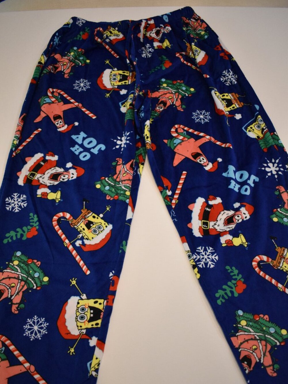 SpongeBob SquarePants Christmas Pajama Pants Large Patrick Holiday Fleece Blue
